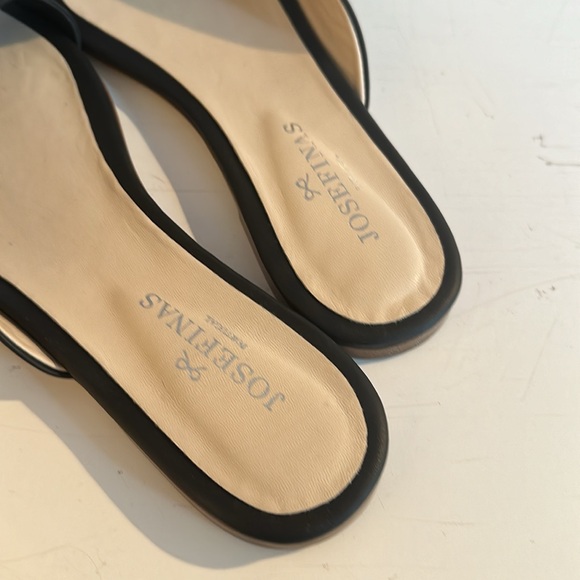 JOSEFINAS PORTUGAL MARIE ANTOINETTE black slides 39 8 B flats - Picture 5 of 9